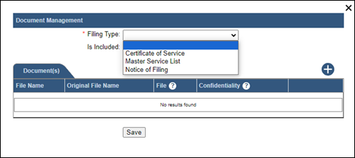 Service documents on insurance cases are uniquely added through the Add Service Document icon.